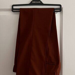 Men's River Island Brown Skinny Suit Pants